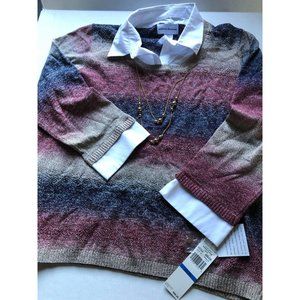 Women’s Alfred Dunner Layered Look Sweater With Necklace Size XL
